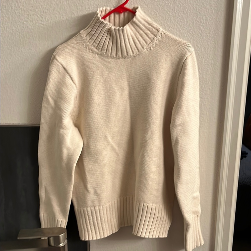 J. Crew Cream cotton turtleneck Neck Sweater